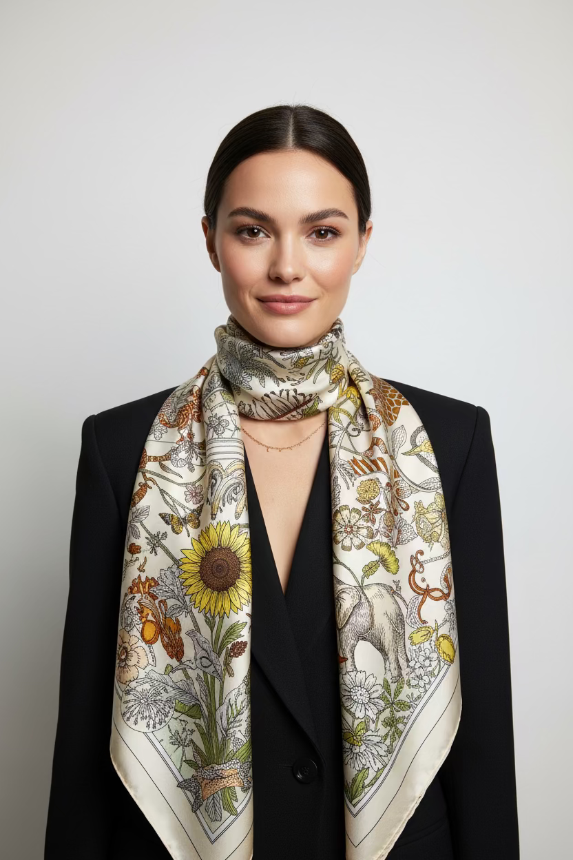 WHIMSY ANIMAL PRINT SILK SCARF -690117541