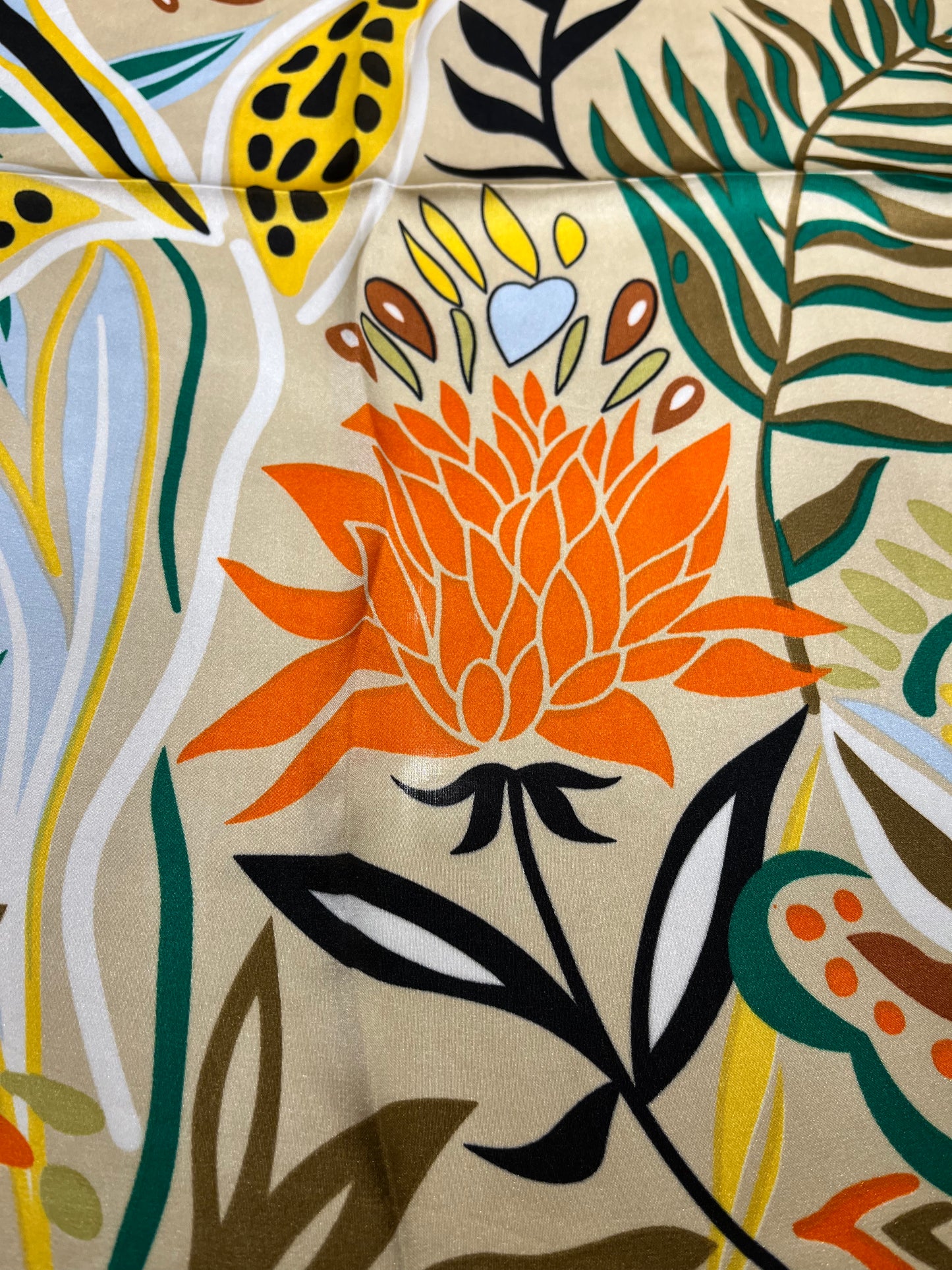 Bold Botanical Scarf With Border Coordinating Print