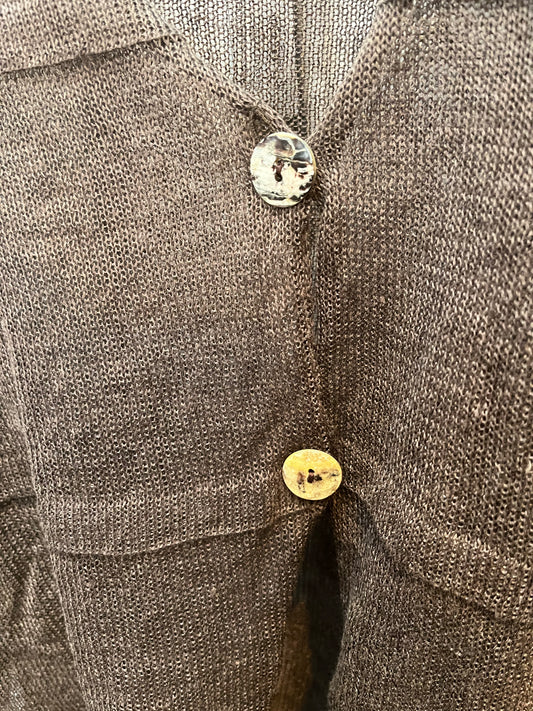 LINEN KNIT OPEN CARDIGAN