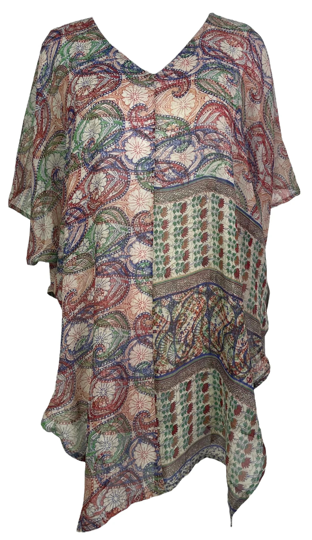 Spiral Graph Flower Silk Waterfall Top