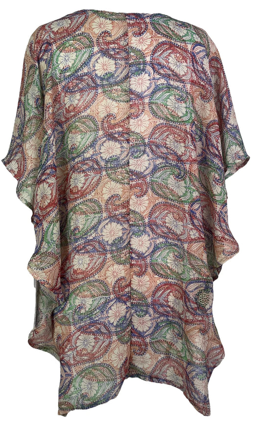 Spiral Graph Flower Silk Waterfall Top
