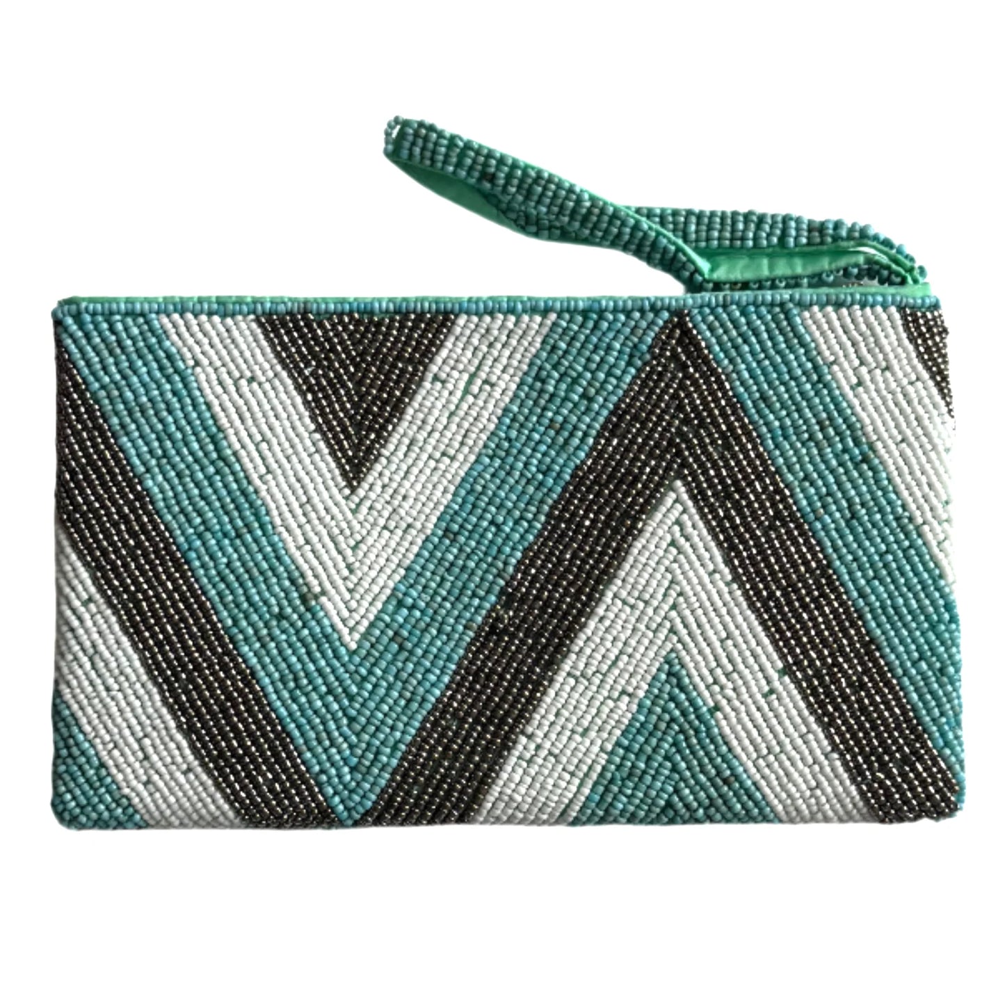 SUZIE BLUE -HAND BEADED CLUTCH PURSE