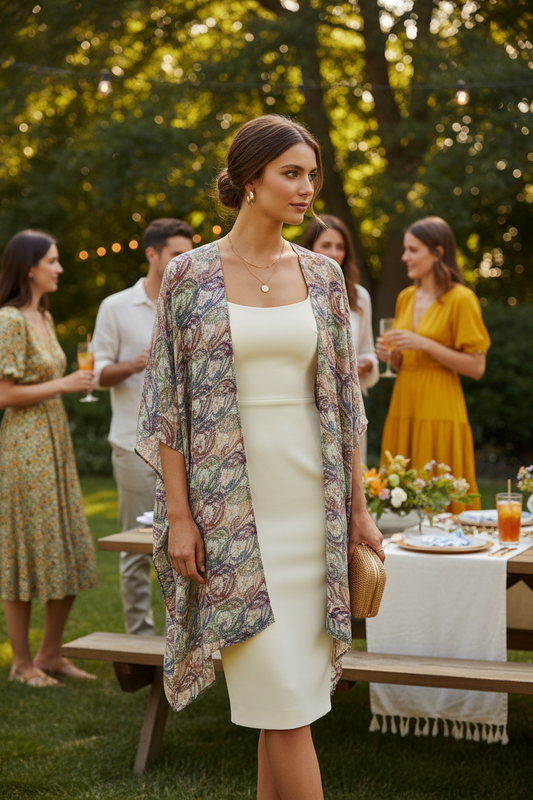 Spiral Graph Flower Silk Cardigan