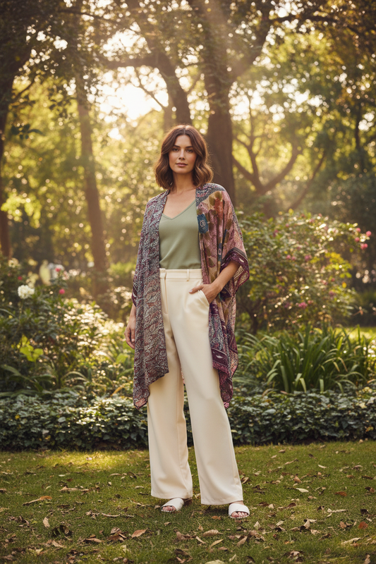Florals and Paisleys Silk Cardigan