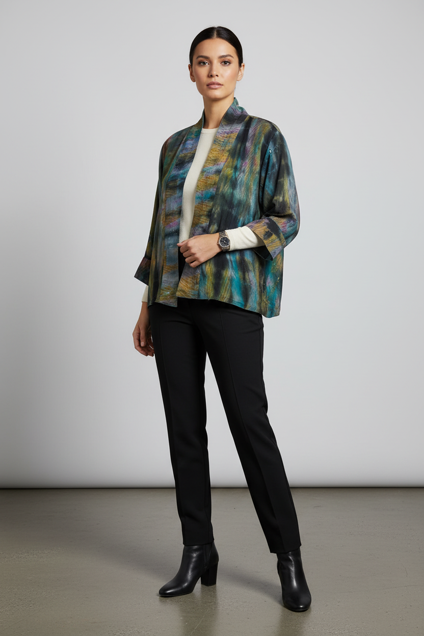 Blue/multi reversible silk Jiva jacket