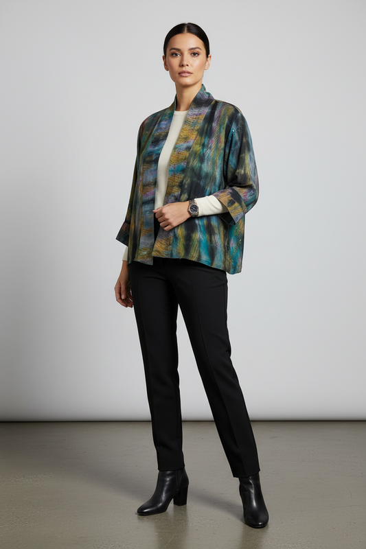 Blue/multi reversible silk Jiva jacket