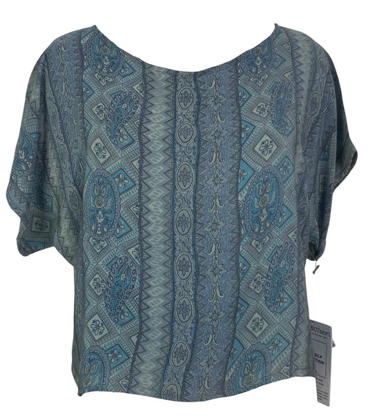 Paisley in stripes silk boxy top