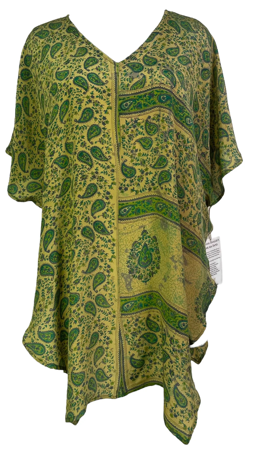 Green Ivy Pure Silk Waterfall Top