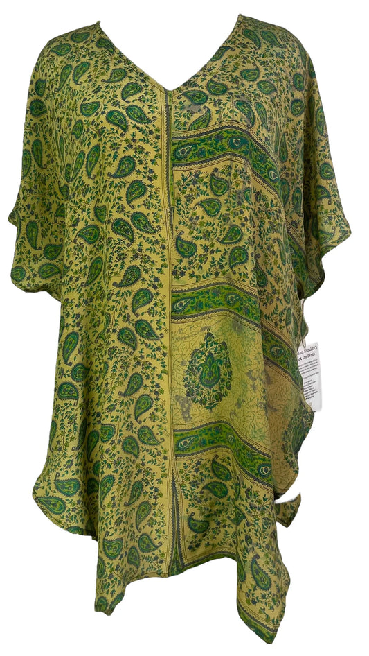 Green Ivy Pure Silk Waterfall Top