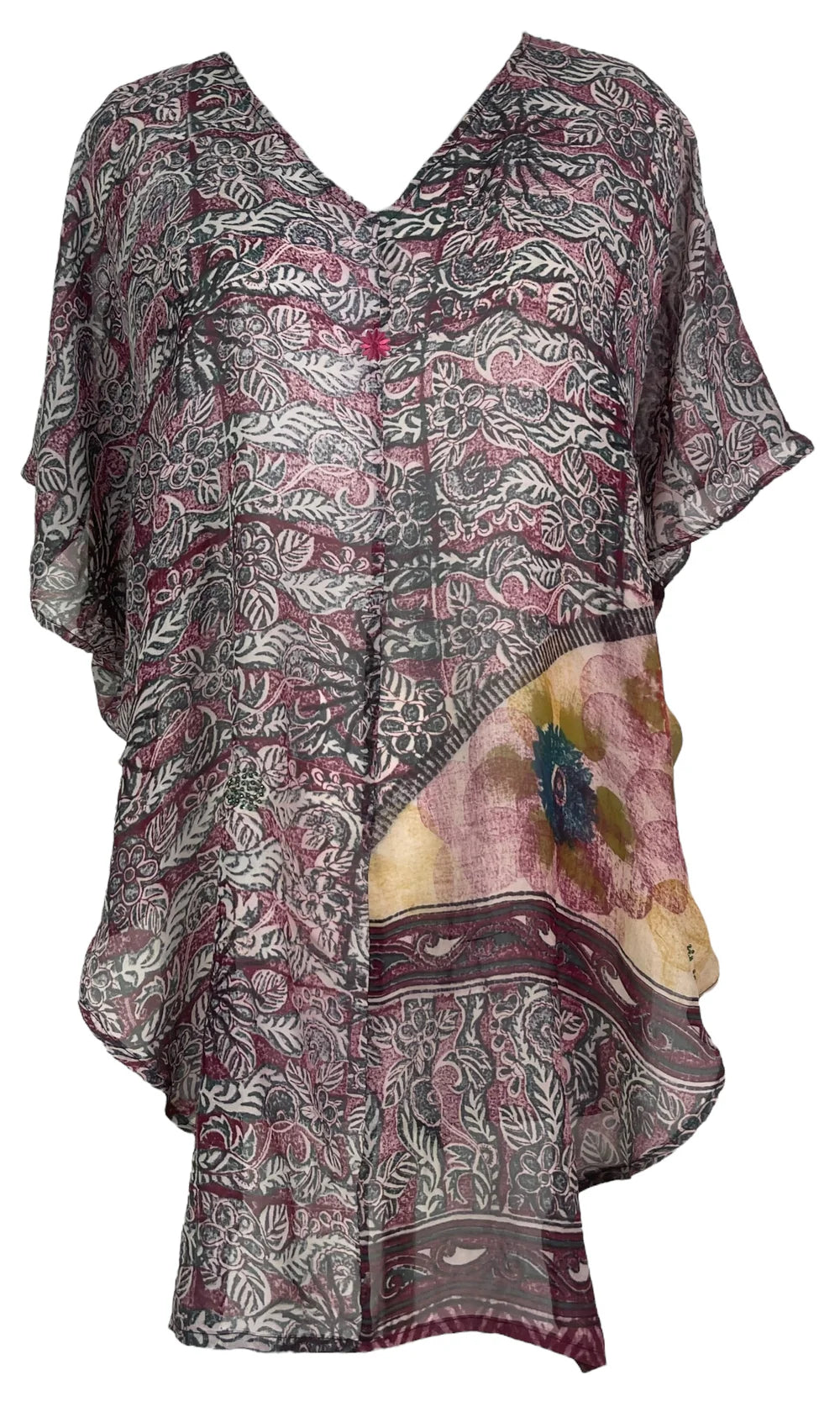 Florals and Paisleys Silk Waterfall Top