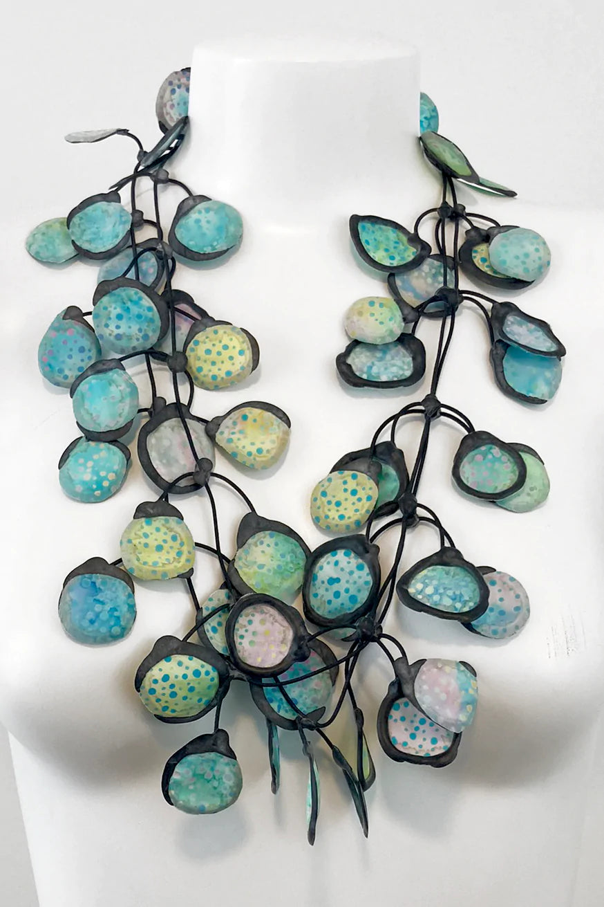 ANNEMIEKE BROENINK -BATIK FABRIC & RUBBER NECKLACE