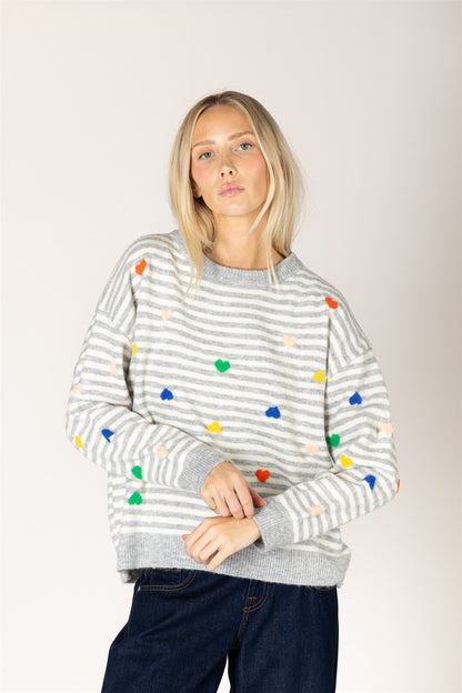 Heart Stripe Sweater