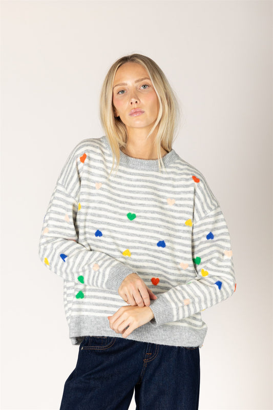 Heart Stripe Sweater