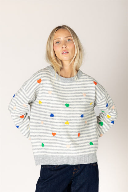 Heart Stripe Sweater