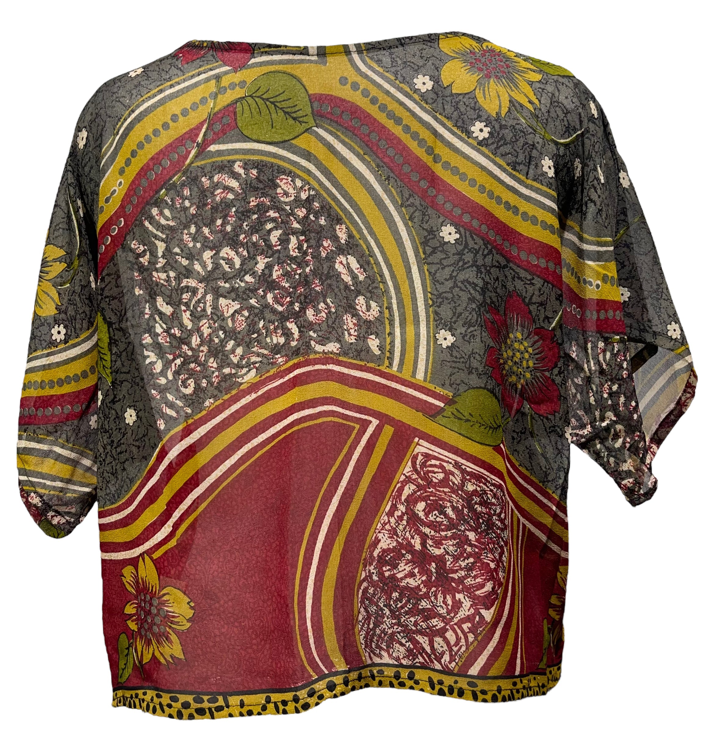 sariKNOTsari  PRG4593 Sheer Avatar Pure Silk Boxy Top
