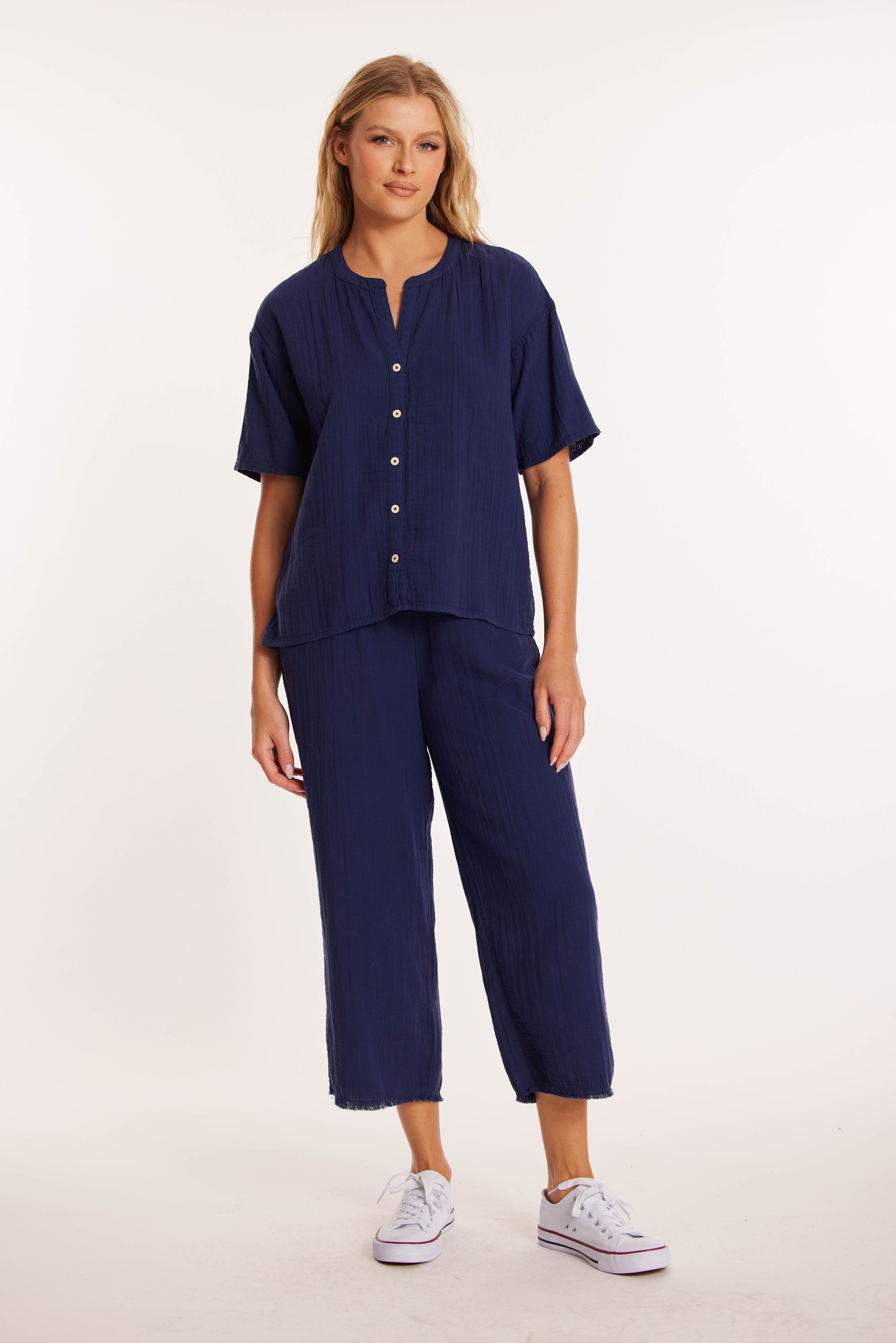 MODODOC - RIBBED WAIST MIDI PANTS