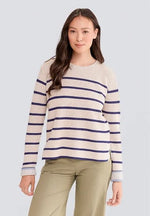 Load image into Gallery viewer, CLAUDIA NICHOLE CASHMERE - PLAITED REVERSIBLE STRIPE PULLOVER
