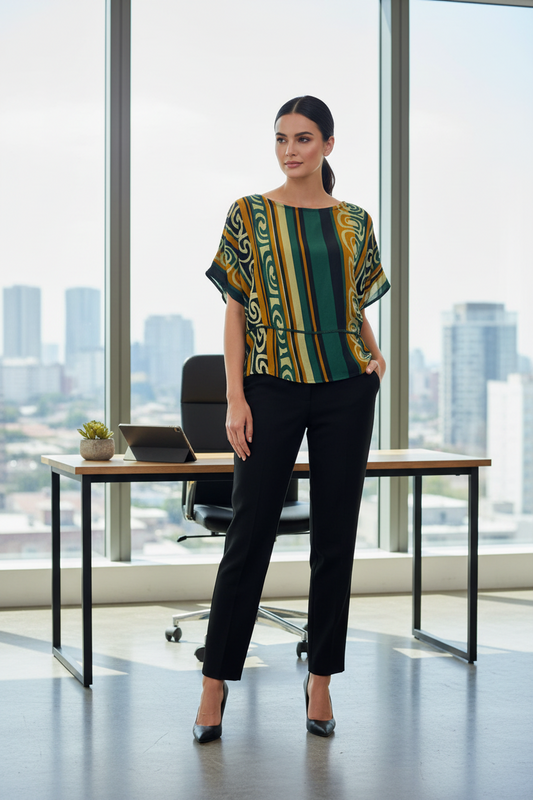 Centre strip silk boxy top
