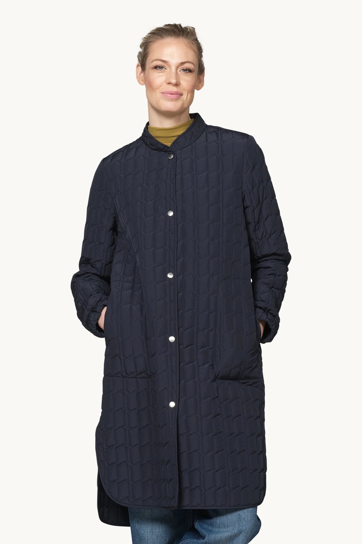 LINE01 long quilted jacket