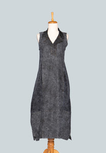 LUUKAA - SLEEVELESS JOHNY COLLAR DENIM DRESS