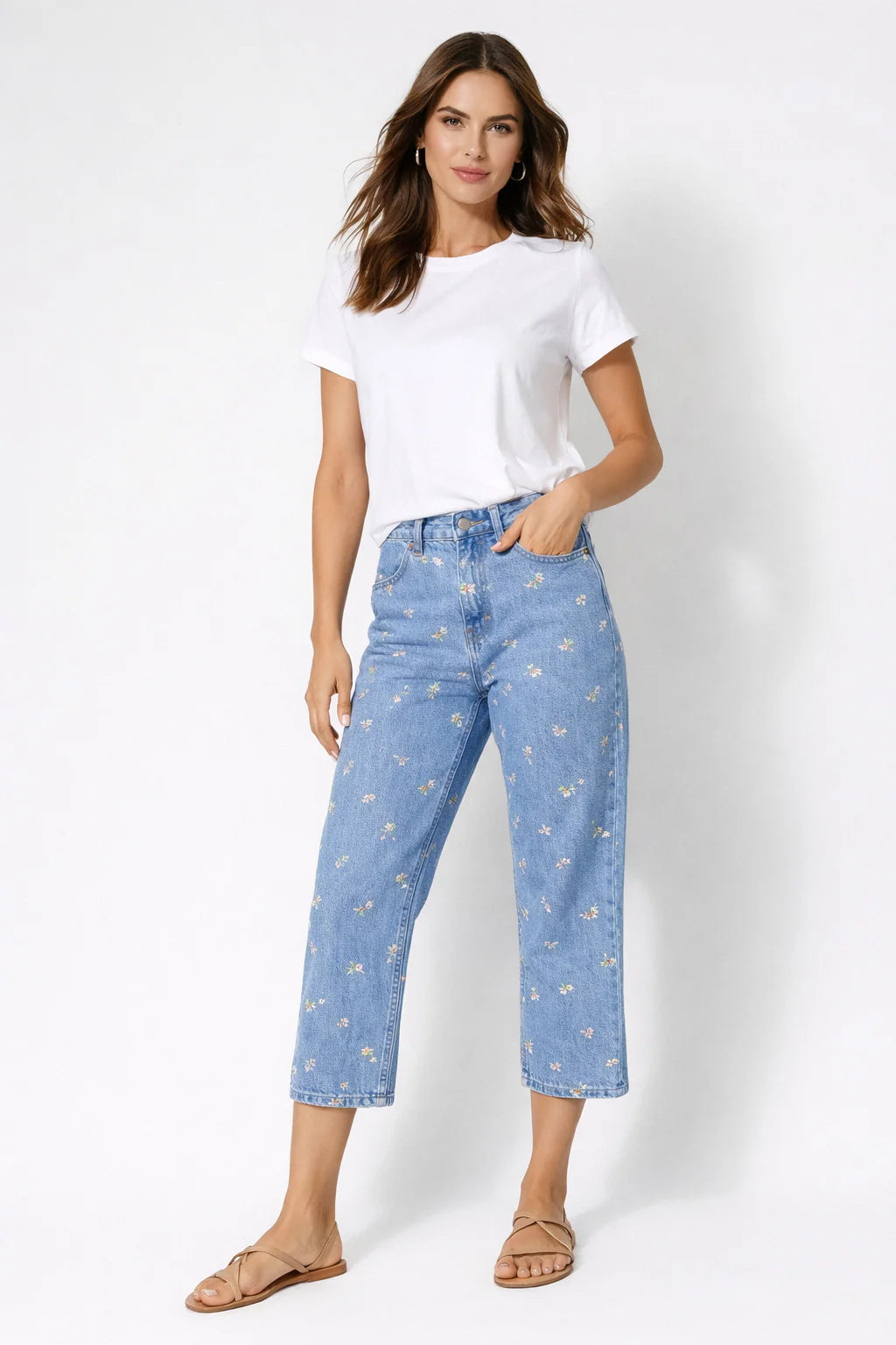 Relaxed Embroidered Pedal Pusher