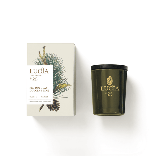 Lucia Les Saisons Douglas Pine soy candle with lacquered wood lid, 20-hour size