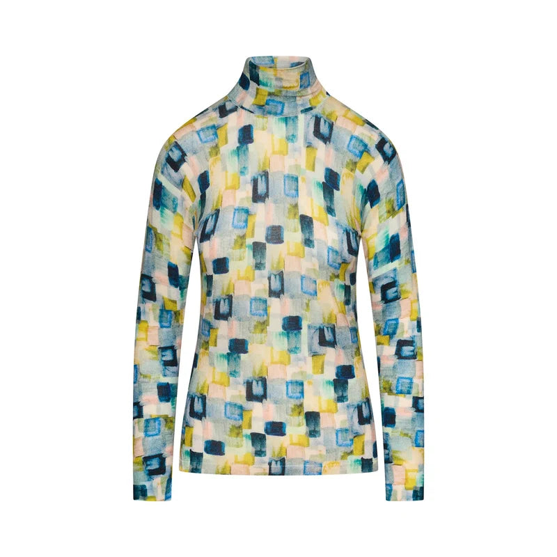 Melina  - merino wool Polo neck  - Print