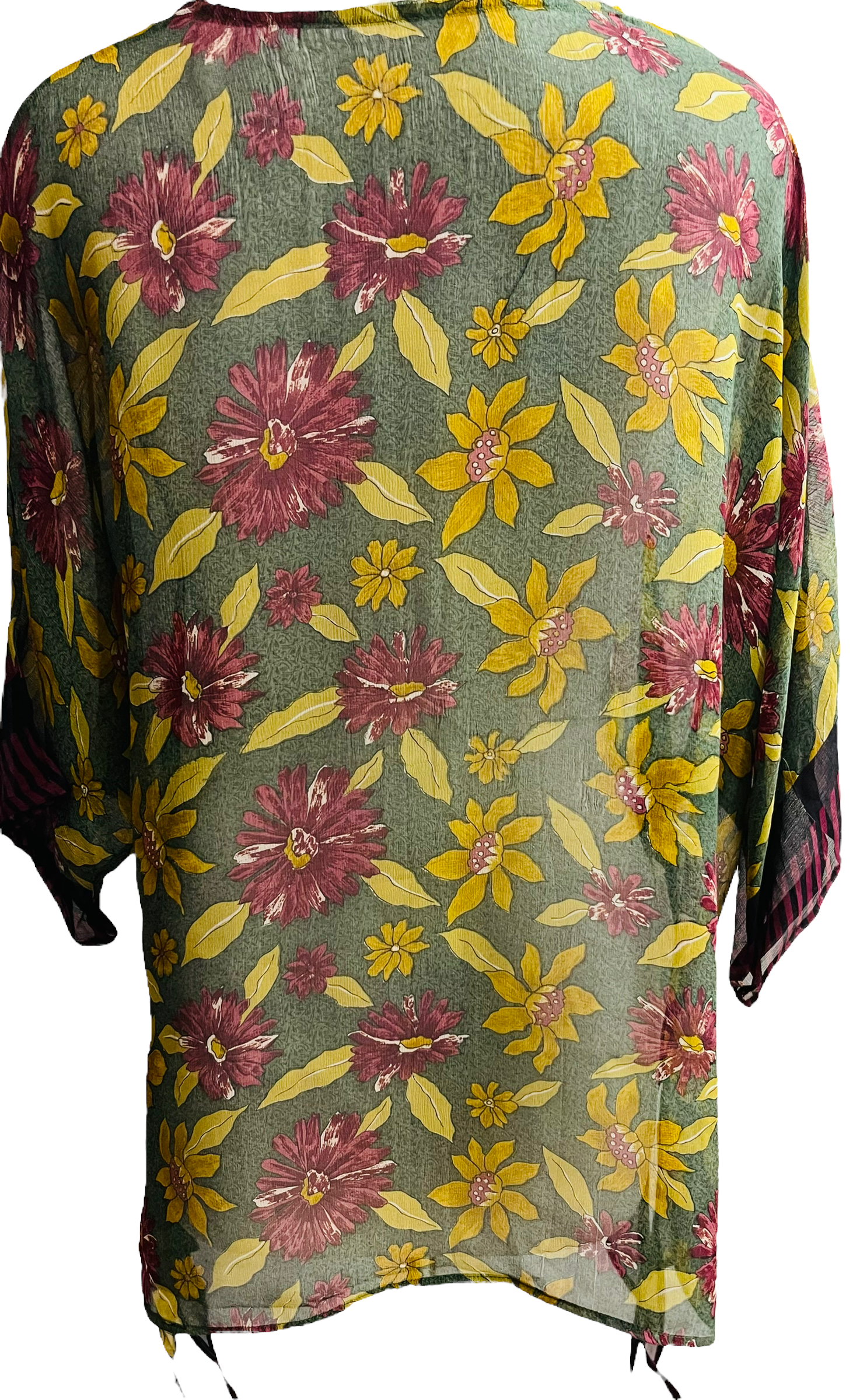 sariKNOTsari  Cotoneaster Sheer Avatar Pure Silk Long Tunic with Side Ties