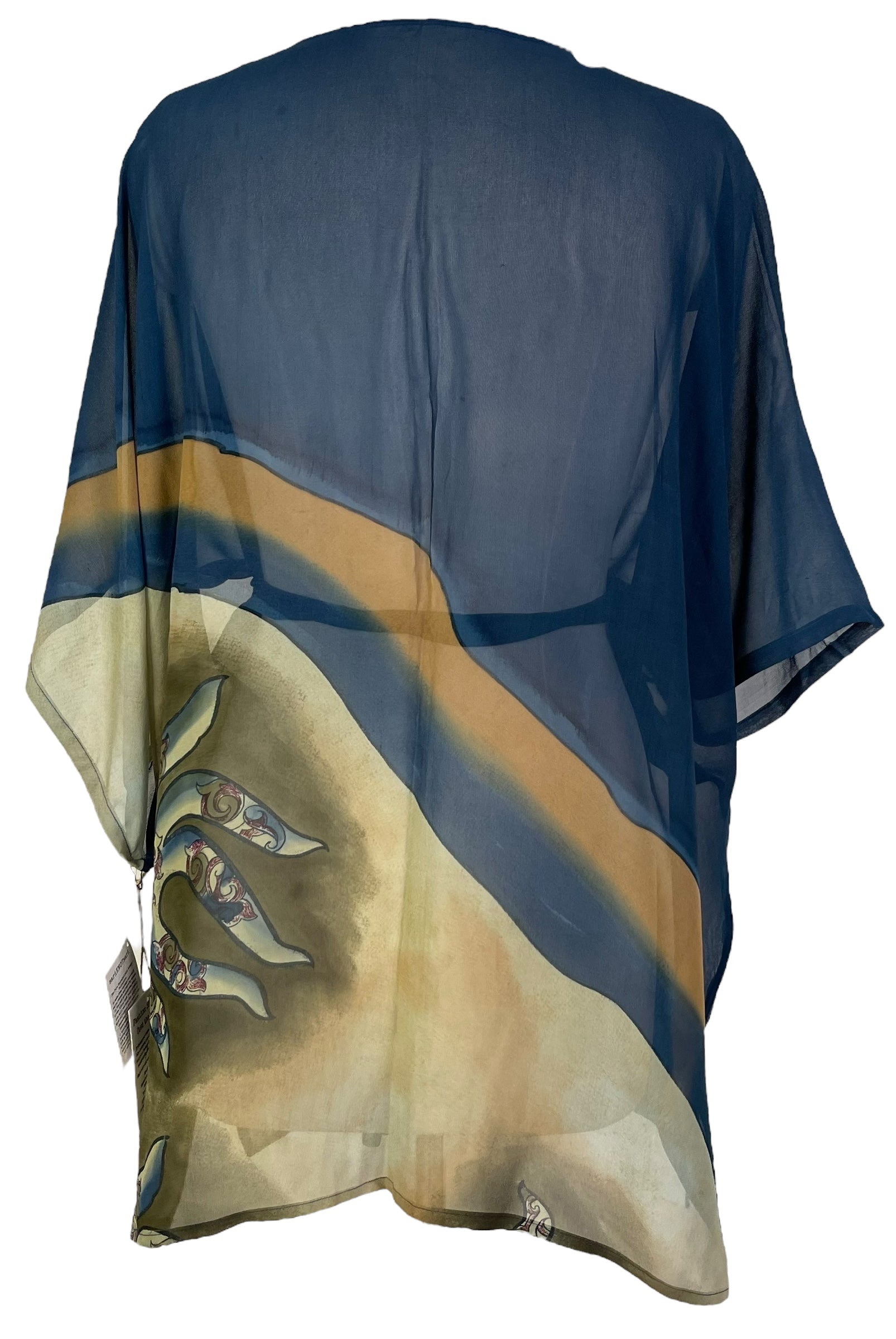 sariKNOTsari  PRG6930 Sheer Avatar Pure Silk Kimono-Sleeved Jacket with Belt