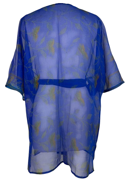 sariKNOTsari  PCH6901 Very Sheer Avatar Pure Silk Kimono-Sleeved Jacket with Belt