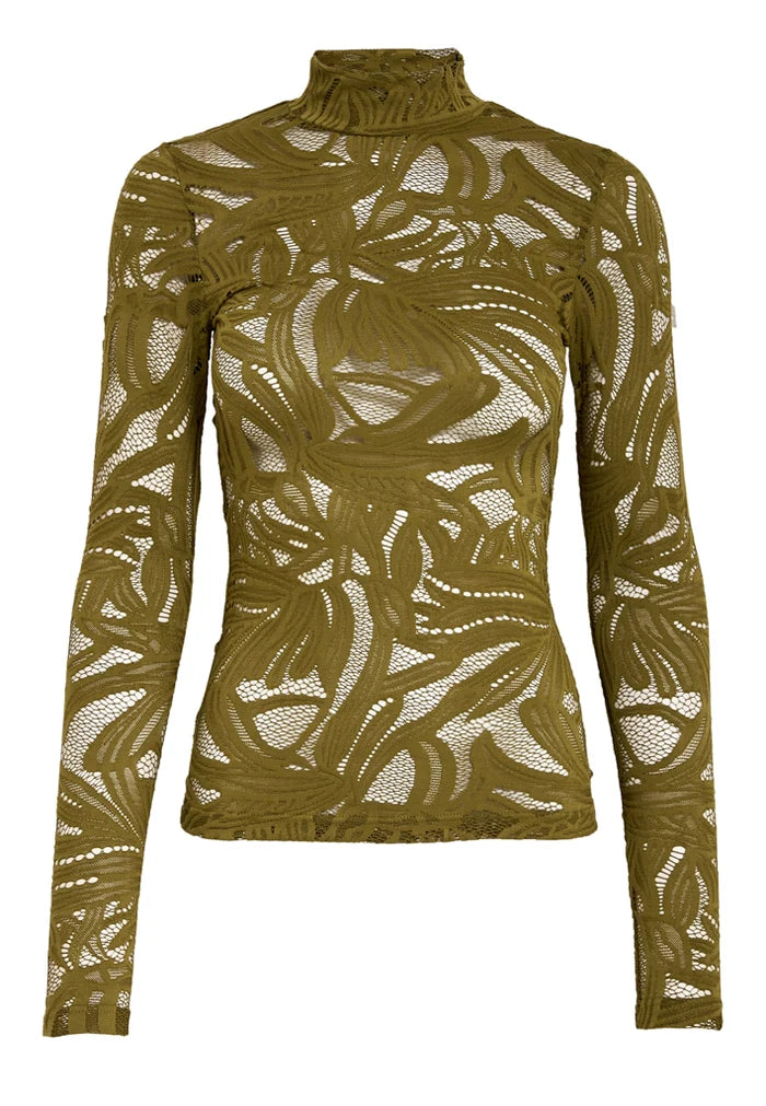 Lovena Lace and mesh Long Sleeve Top