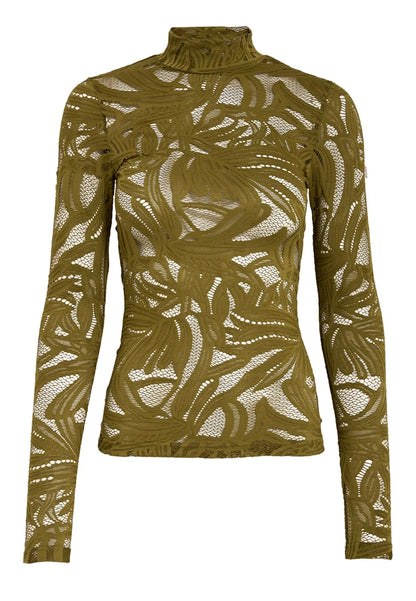 Lovena Lace and mesh Long Sleeve Top