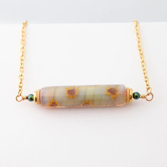 Van Gogh - Lampwork Sunflower Necklace