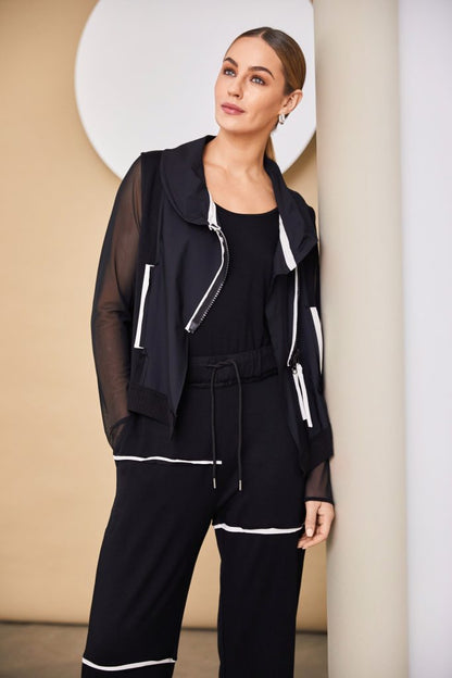 Anthracite Mesh Sleeve Top - Suttles & Seawinds