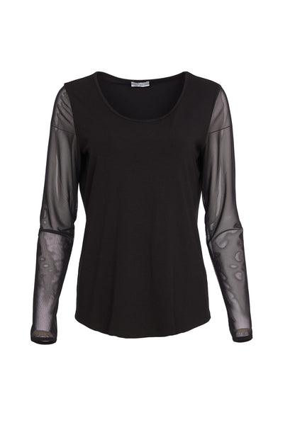 Anthracite Mesh Sleeve Top - Suttles & Seawinds