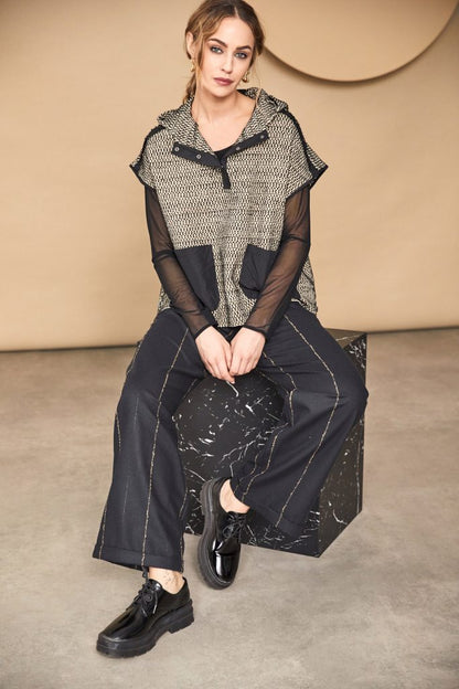 Anthracite Mesh Sleeve Top - Suttles & Seawinds