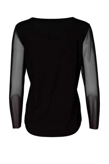 Black Mesh Sleeve Top