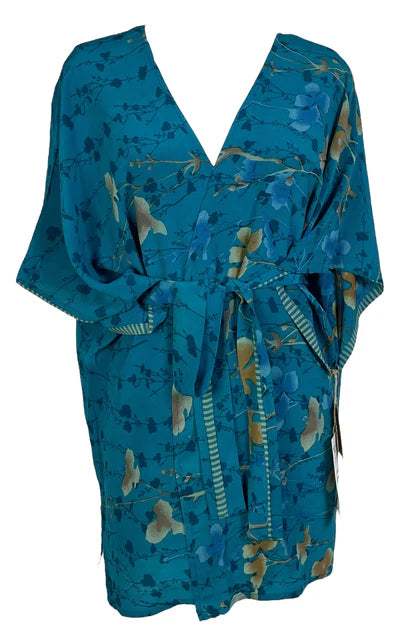 TREE BRANCH SILK KIMONO SLEEVED JACKET W BELT