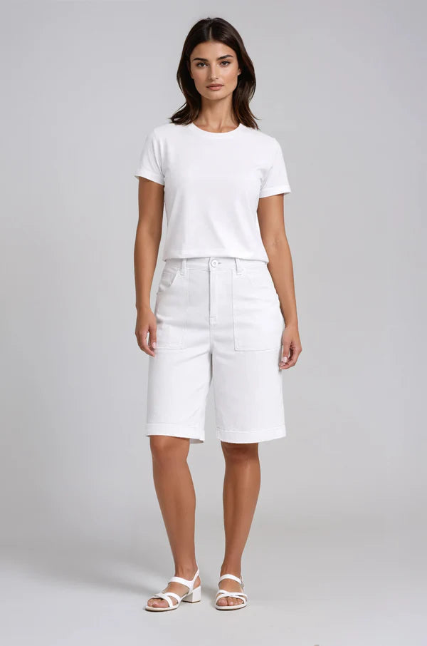 PREMIUM DENIM BERMUDA SHORT IN WHITE