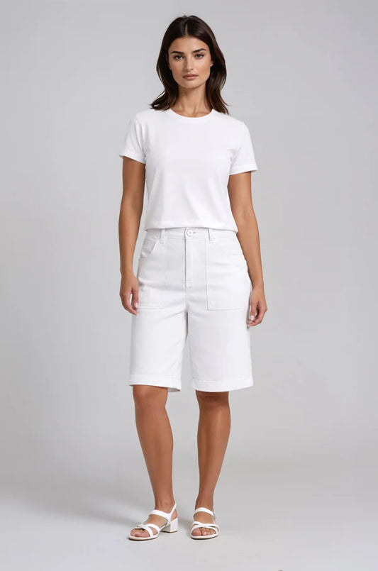 PREMIUM DENIM BERMUDA SHORT IN WHITE