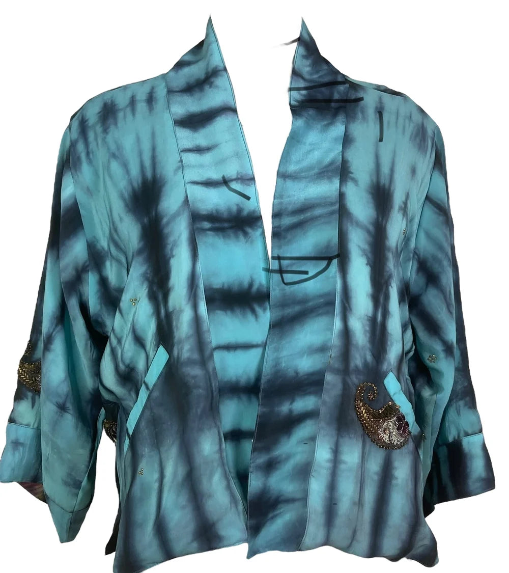 Blue/multi reversible silk Jiva jacket