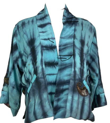 Blue/multi reversible silk Jiva jacket