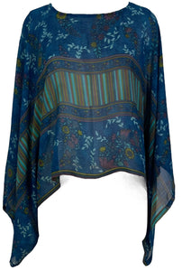 sariKNOTsari  PRG7126 Sheer Avatar Pure Silk Kimono-Sleeved Top