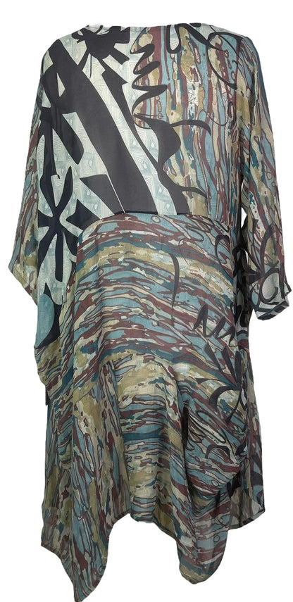 Pure Silk Sculptural Long Tunic Dress