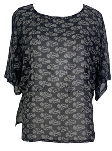 sariKNOTsari  PRG6294 Sheer Avatar Pure Silk Side Slit Top