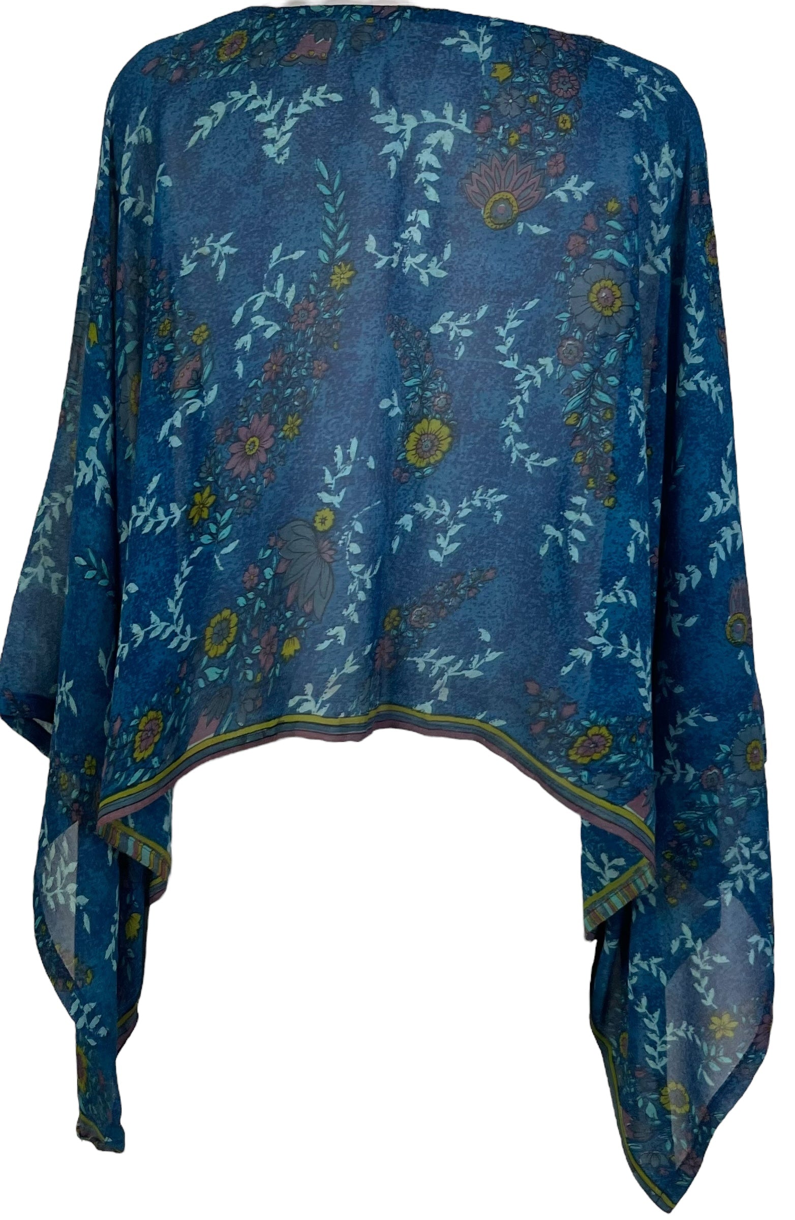 sariKNOTsari  PRG7126 Sheer Avatar Pure Silk Kimono-Sleeved Top