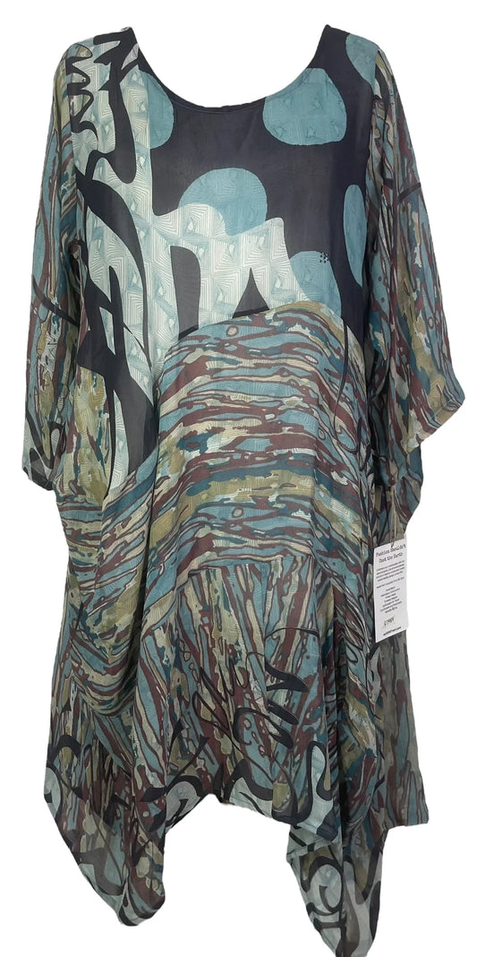 Pure Silk Sculptural Long Tunic Dress