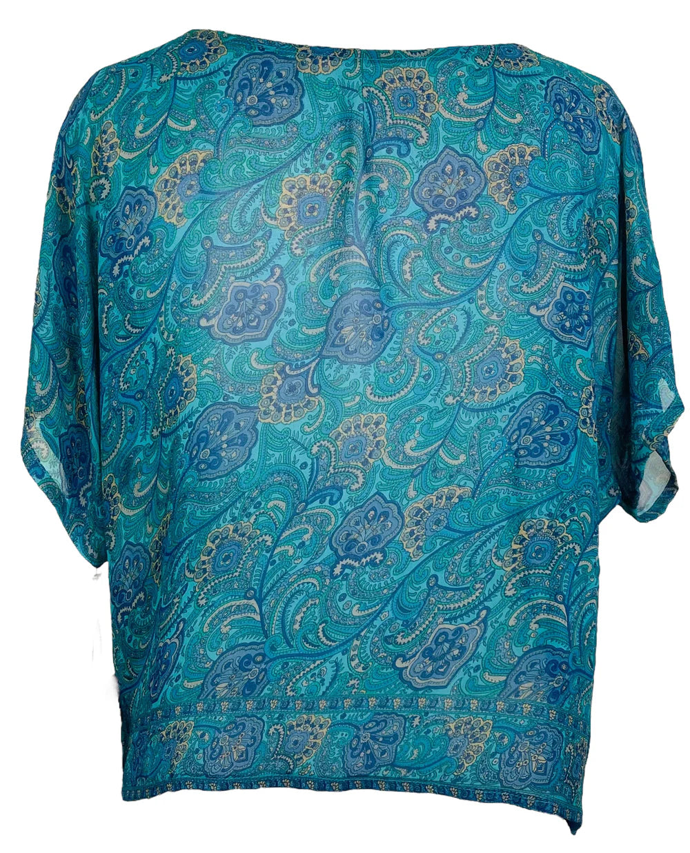 Peacock paisley silk boxy top