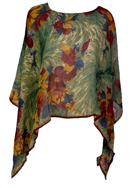 SHEER SILK CAPELET PONCHO