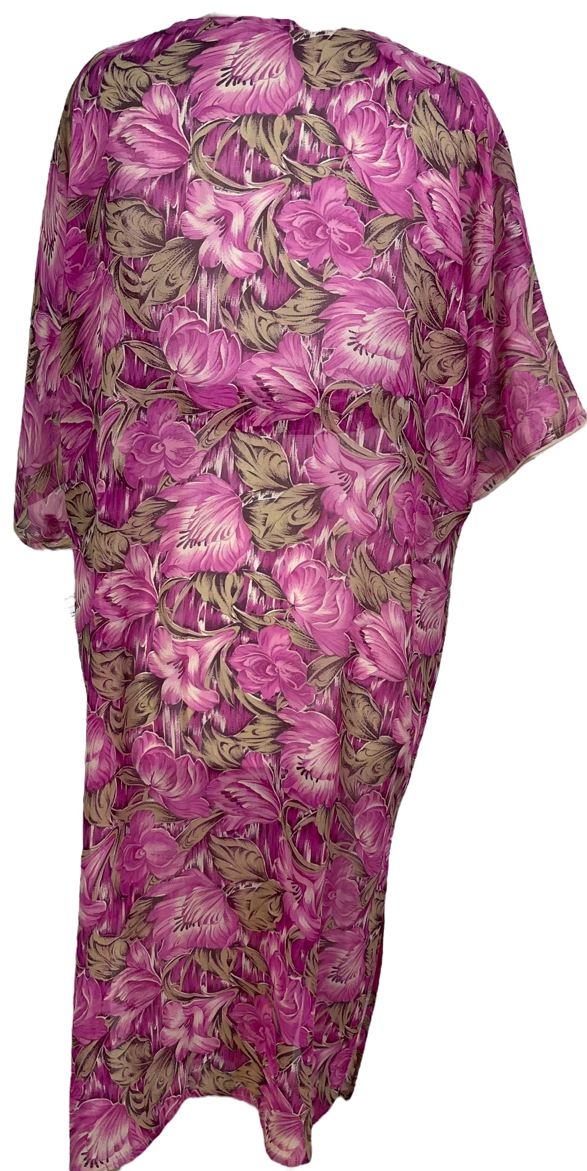 sariKNOTsari  PRG6803 Sheer Avatar Long Pure Silk Kimono Sleeved Duster with Belt